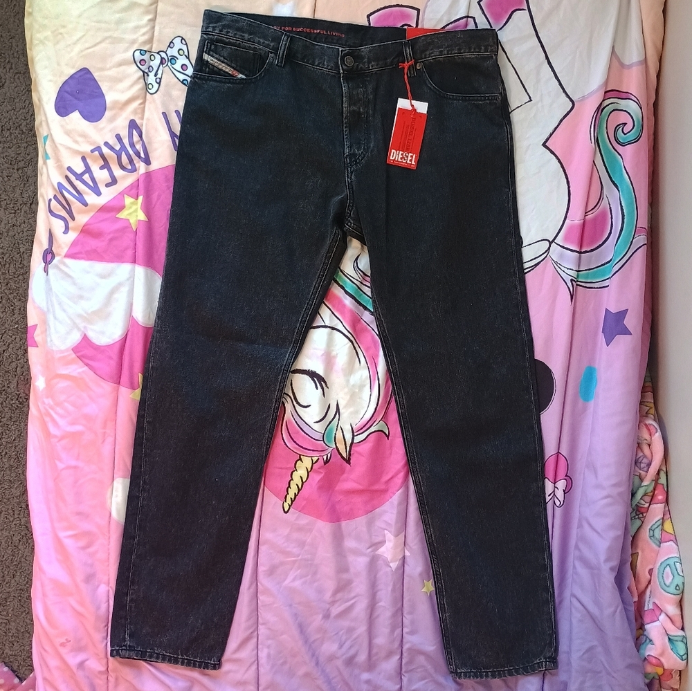 Diesel 1995 L32 Trousers Black Denim Jeans men's size 38X32